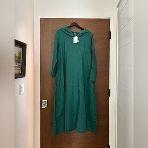 Lintico Teal Long Sleeve Hooded Dress